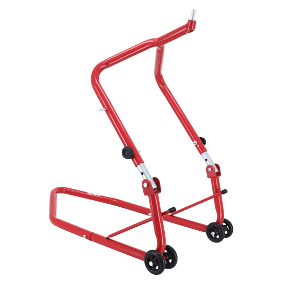 Lève moto / béquille de stand moto avant fixation sous té de fourche acier rouge