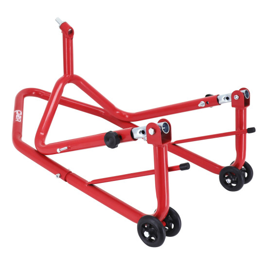 Lève moto / béquille de stand moto avant fixation sous té de fourche acier rouge