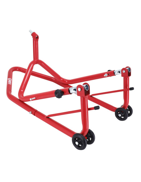 Lève moto / béquille de stand moto avant fixation sous té de fourche acier rouge
