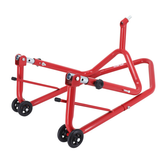 Lève moto / béquille de stand moto avant fixation sous té de fourche acier rouge