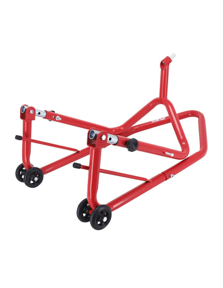 Lève moto / béquille de stand moto avant fixation sous té de fourche acier rouge