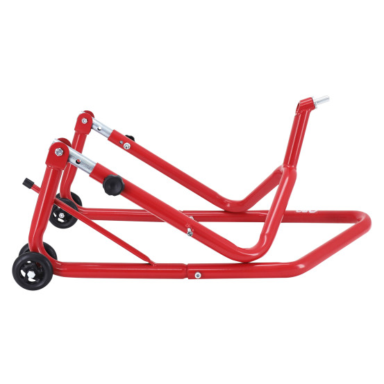 Lève moto / béquille de stand moto avant fixation sous té de fourche acier rouge