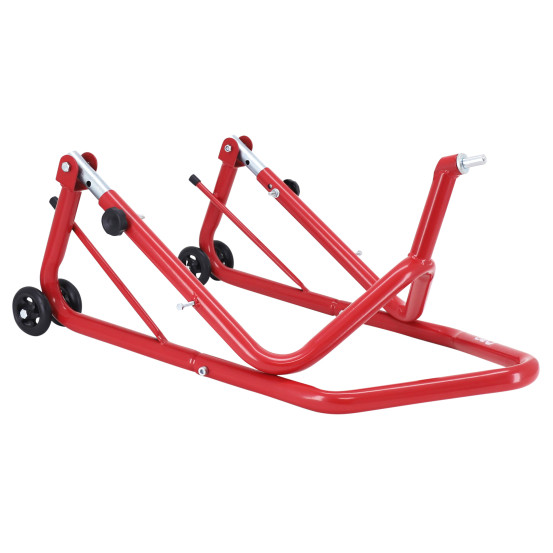 Lève moto / béquille de stand moto avant fixation sous té de fourche acier rouge