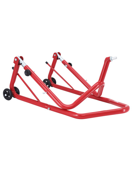Lève moto / béquille de stand moto avant fixation sous té de fourche acier rouge