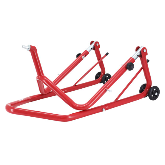 Lève moto / béquille de stand moto avant fixation sous té de fourche acier rouge