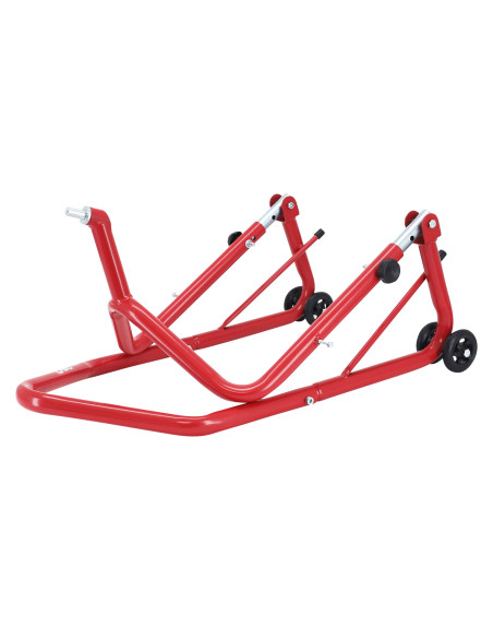 Lève moto / béquille de stand moto avant fixation sous té de fourche acier rouge