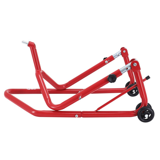 Lève moto / béquille de stand moto avant fixation sous té de fourche acier rouge