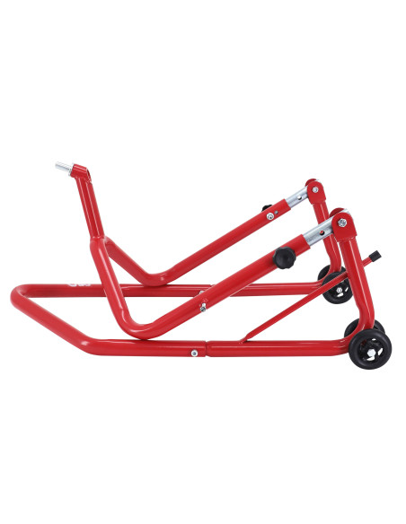 Lève moto / béquille de stand moto avant fixation sous té de fourche acier rouge