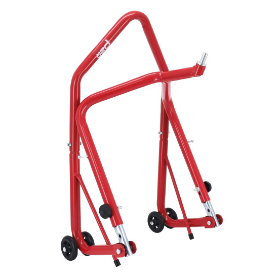Lève moto / béquille de stand moto avant fixation sous té de fourche acier rouge