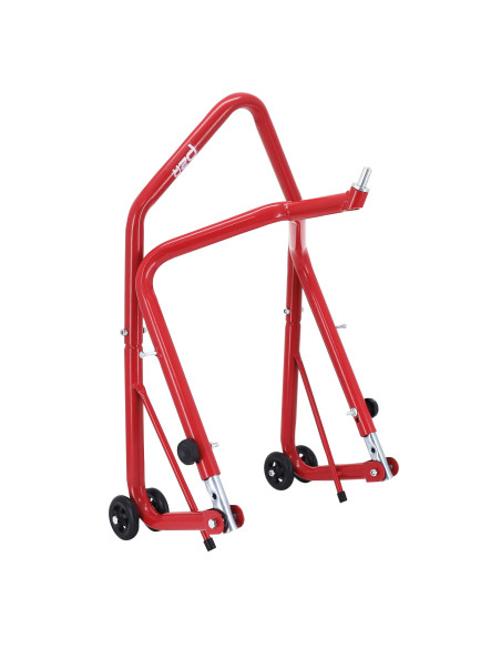 Lève moto / béquille de stand moto avant fixation sous té de fourche acier rouge