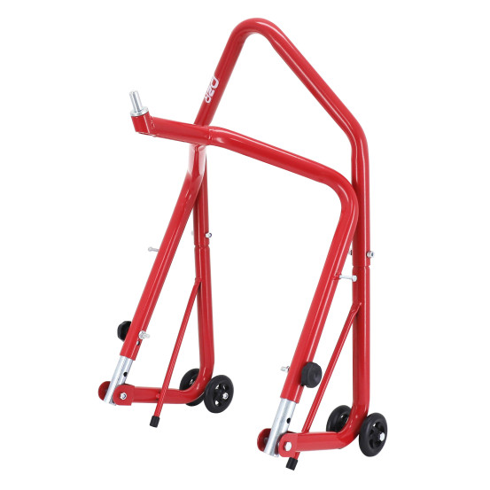 Lève moto / béquille de stand moto avant fixation sous té de fourche acier rouge
