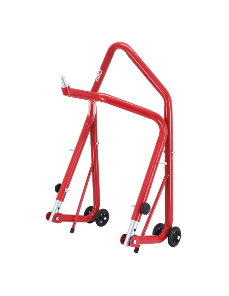 Lève moto / béquille de stand moto avant fixation sous té de fourche acier rouge