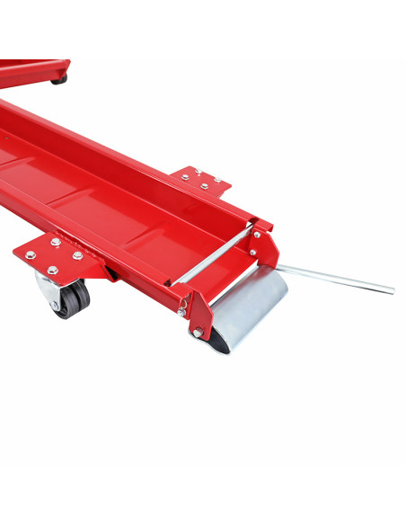 Range moto universel grand modèle acier rouge à roulettes (dimension rail 200x20 cm)