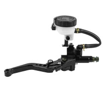 Maitre cylindre de frein avant moto universel avec bocal separé diam 45mm alu CNC Noir (course réglable 6 positions)