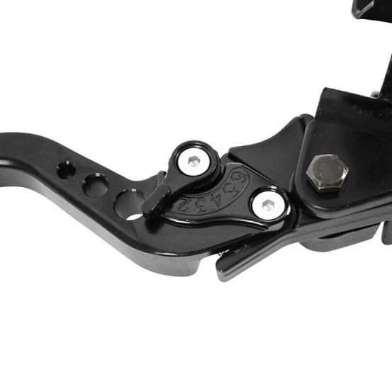 Maitre cylindre de frein avant moto universel avec bocal separé diam 45mm alu CNC Noir (course réglable 6 positions)