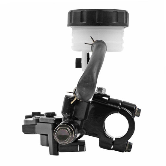 Maitre cylindre de frein avant moto universel avec bocal separé diam 45mm alu CNC Noir (course réglable 6 positions)