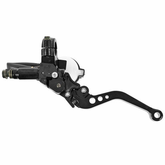 Maitre cylindre de frein avant moto universel avec bocal separé diam 45mm alu CNC Noir (course réglable 6 positions)