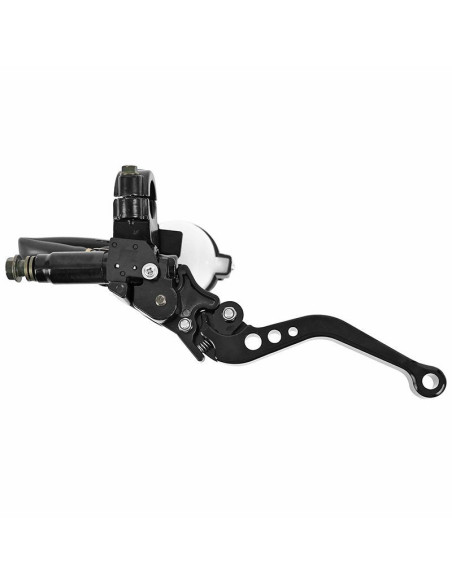 Maitre cylindre de frein avant moto universel avec bocal separé diam 45mm alu CNC Noir (course réglable 6 positions)