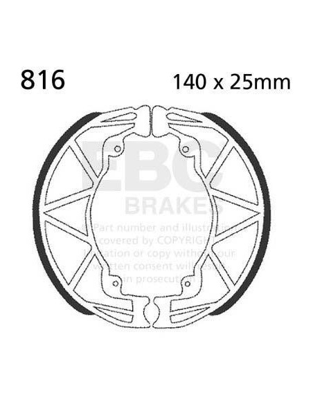 Machoires de frein EBC BRAKES 816 standards - APRILIA - DERBI - ITALJET - PIAGGIO - VESPA