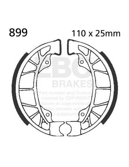 Machoires de frein EBC BRAKES 899 standards - DERBI - GILERA - PIAGGIO - VESPA