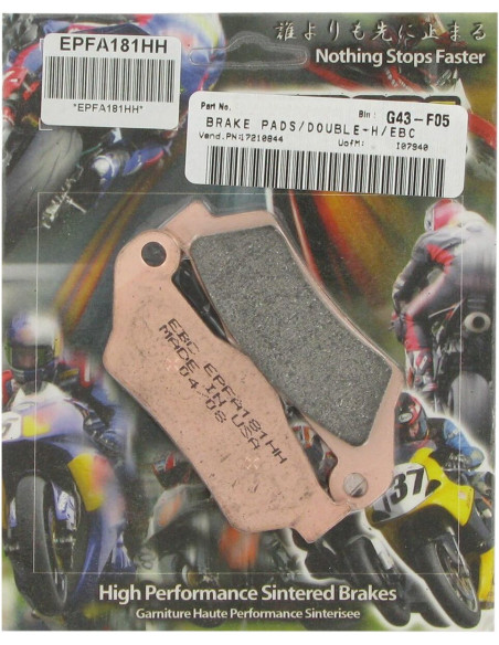 Plaquettes de frein EBC BRAKES EPFA181HH métal fritté - BMW - DUCATI - HUSQVARNA - KTM - YAMAHA