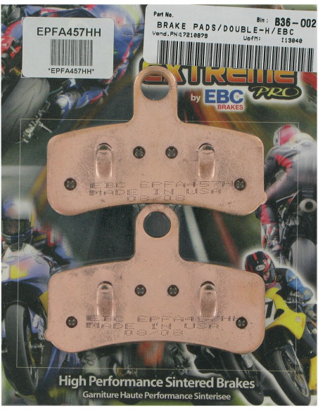 Plaquettes de frein EBC BRAKES EPFA457HH métal fritté - HARLEY DAVIDSON