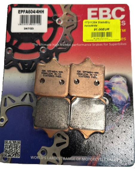 Plaquettes de frein EBC BRAKES EPFA604/4HH métal fritté - BMW - TRIUMPH