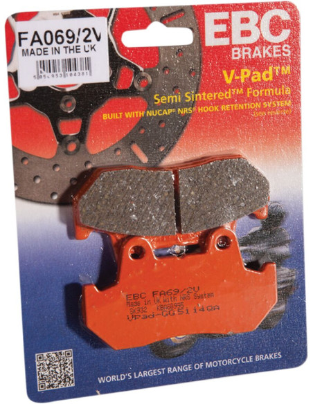 Plaquettes de frein EBC BRAKES FA069/2 organique - HONDA