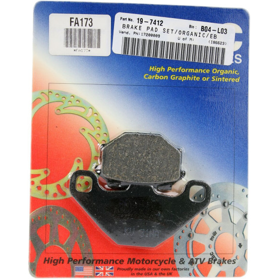 Plaquettes de frein EBC BRAKES FA173 organique - APRILIA - BETA - CAGIVA - YAMAHA