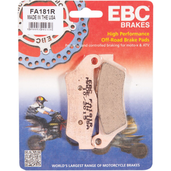Plaquettes de frein EBC BRAKES FA181R métal fritté - APRILIA - BMW - GAS GAS - HUSABERG - HUSQVARNA - KTM - SHERCO - YAMAHA