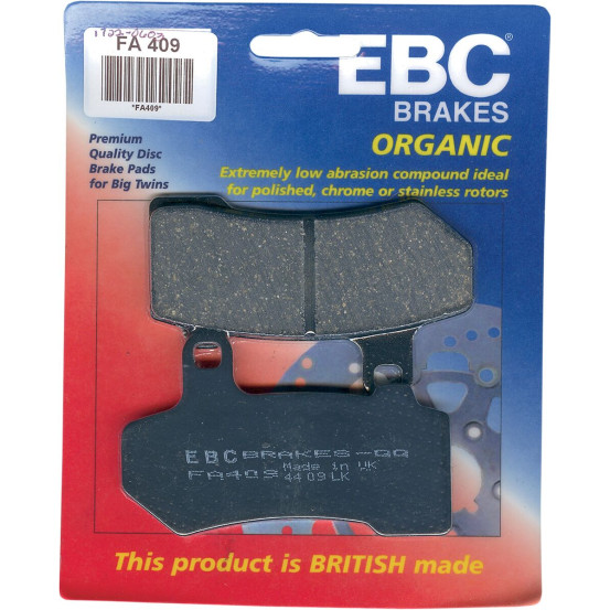 Plaquettes de frein EBC BRAKES FA409 organique - HARLEY DAVIDSON