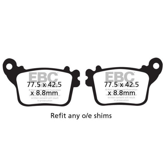 Plaquettes de frein EBC BRAKES FA436V semi métal fritté - HONDA - KAWASAKI - SUZUKI - YAMAHA