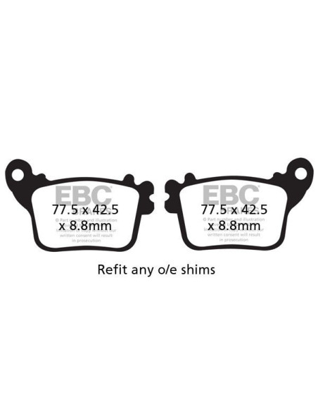 Plaquettes de frein EBC BRAKES FA436V semi métal fritté - HONDA - KAWASAKI - SUZUKI - YAMAHA