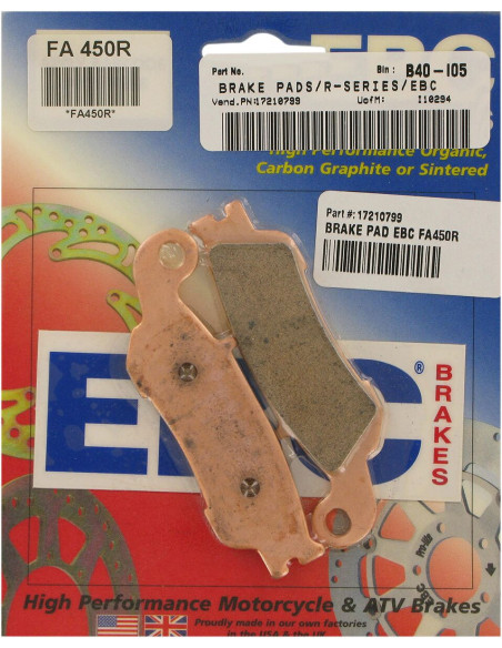 Plaquettes de frein EBC BRAKES FA450R métal fritté - YAMAHA