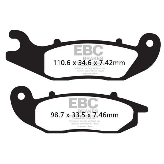 Plaquettes de frein EBC BRAKES FA465TT métal fritté - carbone - AJP - DERBI - GAS GAS - HM MOTO - HONDA - PIAGGIO - RIEJU