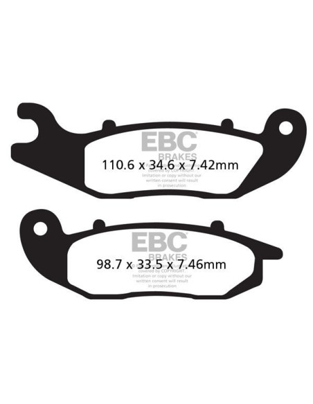 Plaquettes de frein EBC BRAKES FA465TT métal fritté - carbone - AJP - DERBI - GAS GAS - HM MOTO - HONDA - PIAGGIO - RIEJU