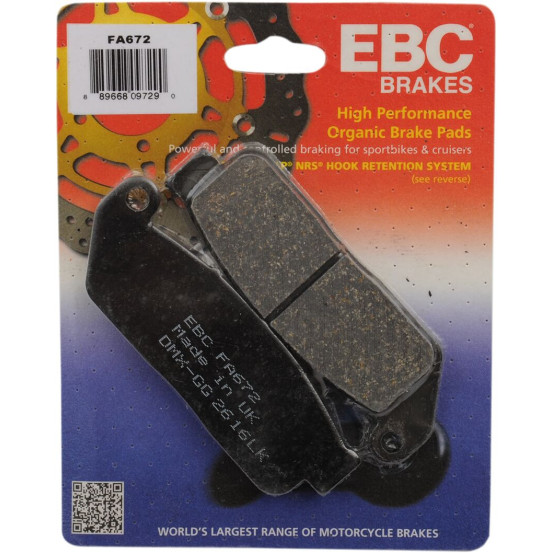 Plaquettes de frein EBC BRAKES FA672 organique - INDIAN
