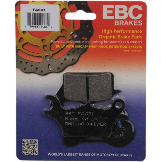 Plaquettes de frein EBC BRAKES FA691 organique - KAWASAKI