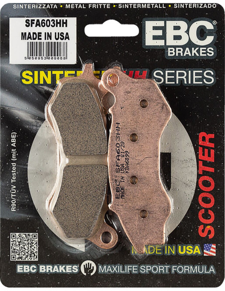 Plaquettes de frein EBC BRAKES SFA603HH métal fritté - HONDA - PEUGEOT