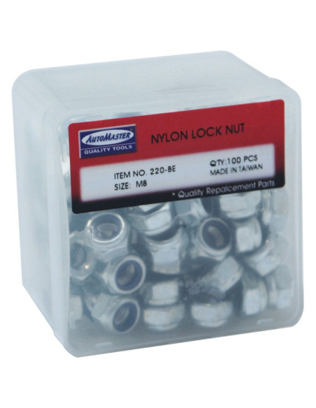 Boîte de 100 écrous frein 6 pans Nylstop M8