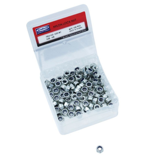 Boîte de 100 écrous frein 6 pans Nylstop M5