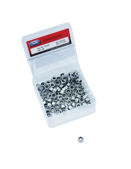 Boîte de 100 écrous frein 6 pans Nylstop M5