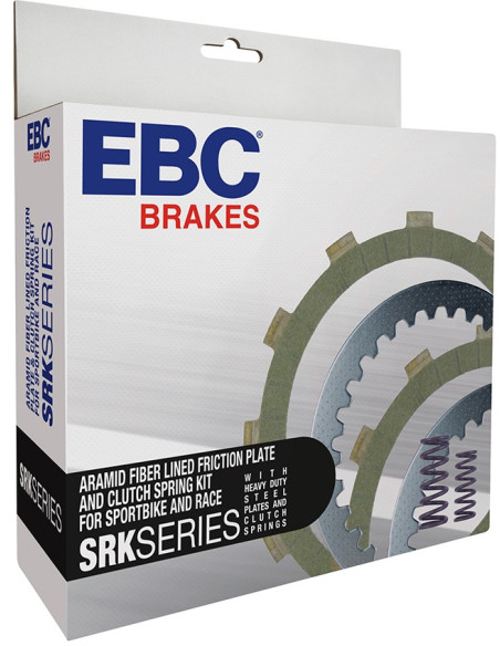 Kit disques d'embrayage garnis + disques lisses + ressorts EBC - SRK Aramid Fiber - INDIAN