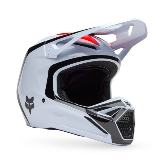 Casque cross Fox Spring 2025 V1 Flow - Blanc Rouge