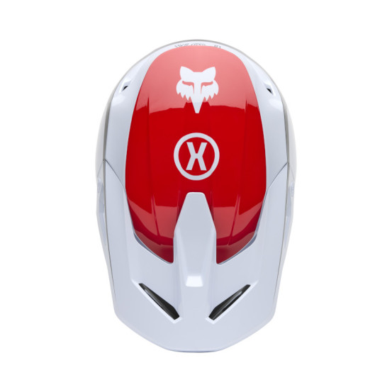 Casque cross Fox Spring 2025 V1 Flow - Blanc Rouge
