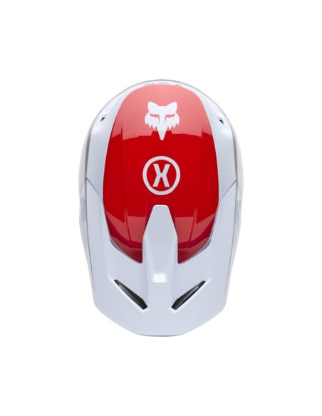 Casque cross Fox Spring 2025 V1 Flow - Blanc Rouge