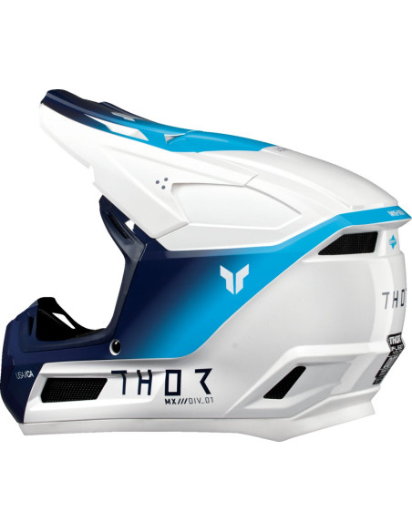 Casque cross enfant Thor Fleet Storm - Blanc Bleu
