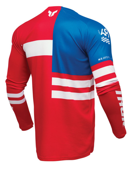 Maillot cross Thor Spring 2025 Launchmode Patriot - Rouge Blanc Bleu