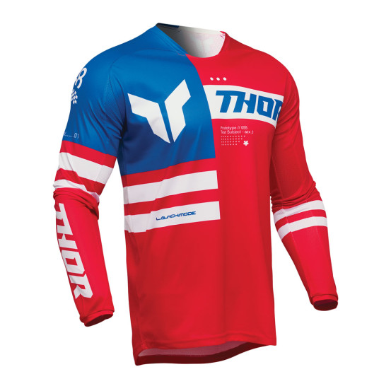 Maillot cross Thor Spring 2025 Launchmode Patriot - Rouge Blanc Bleu