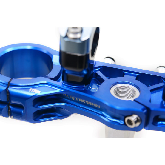 Té de fourche supermotard SM PROJECT - Monobloc taillé anodisé bleu - GAS GAS - HUSQVARNA - KTM - STARK